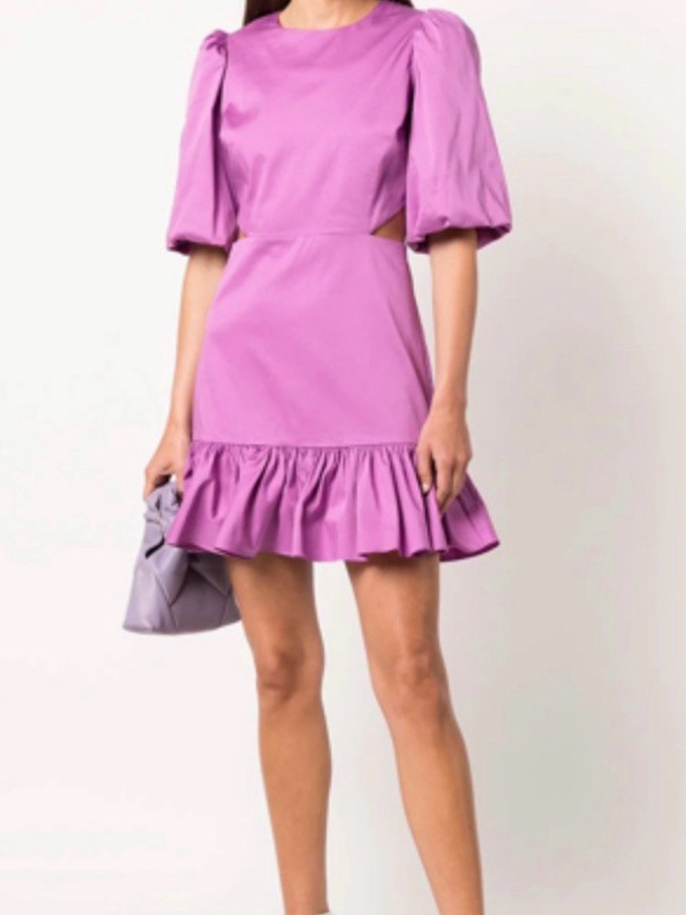 Veronica Beard Lilac Puff-Sleeve Mini Dress